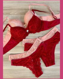 CONJUNTO TRIO DE TACTEL COM RENDA