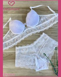 CONJUNTO DE RENDA SOUTIEN TIPO CROPPED CALCINHA CALECON