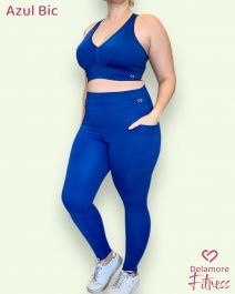 CONJUNTO FITNESS TOP COM BOJO E CALÇA LEGGING COM BOLSOS LATERAIS