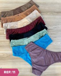 CALÇA ALTA DE MICROFIBRA E RENDA