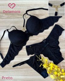 STRAPPY BRA CJ TRIO PRE MOLDADO SO RENDA STRAPPY BRA FRONTAL COM STRASS