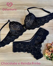 CONJUNTO PRE MOLDADO COM FIO SO RENDA FORRADO DE TACTEL