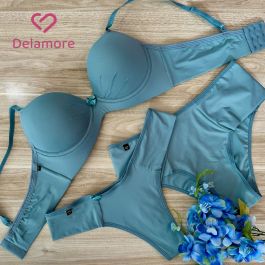 CONJUNTO TRIO TACTEL LISO COM BOJO FRANZIDO