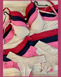 CONJUNTO TRIO BASICO PRE MOLDADO REFORCADO TACTEL COM FIO DUPLO MODELADOR E TANGA DUPLA