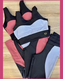 CONJUNTO TOP E CALCA FITNESS COM DETALHE COMPOSE CANELADO