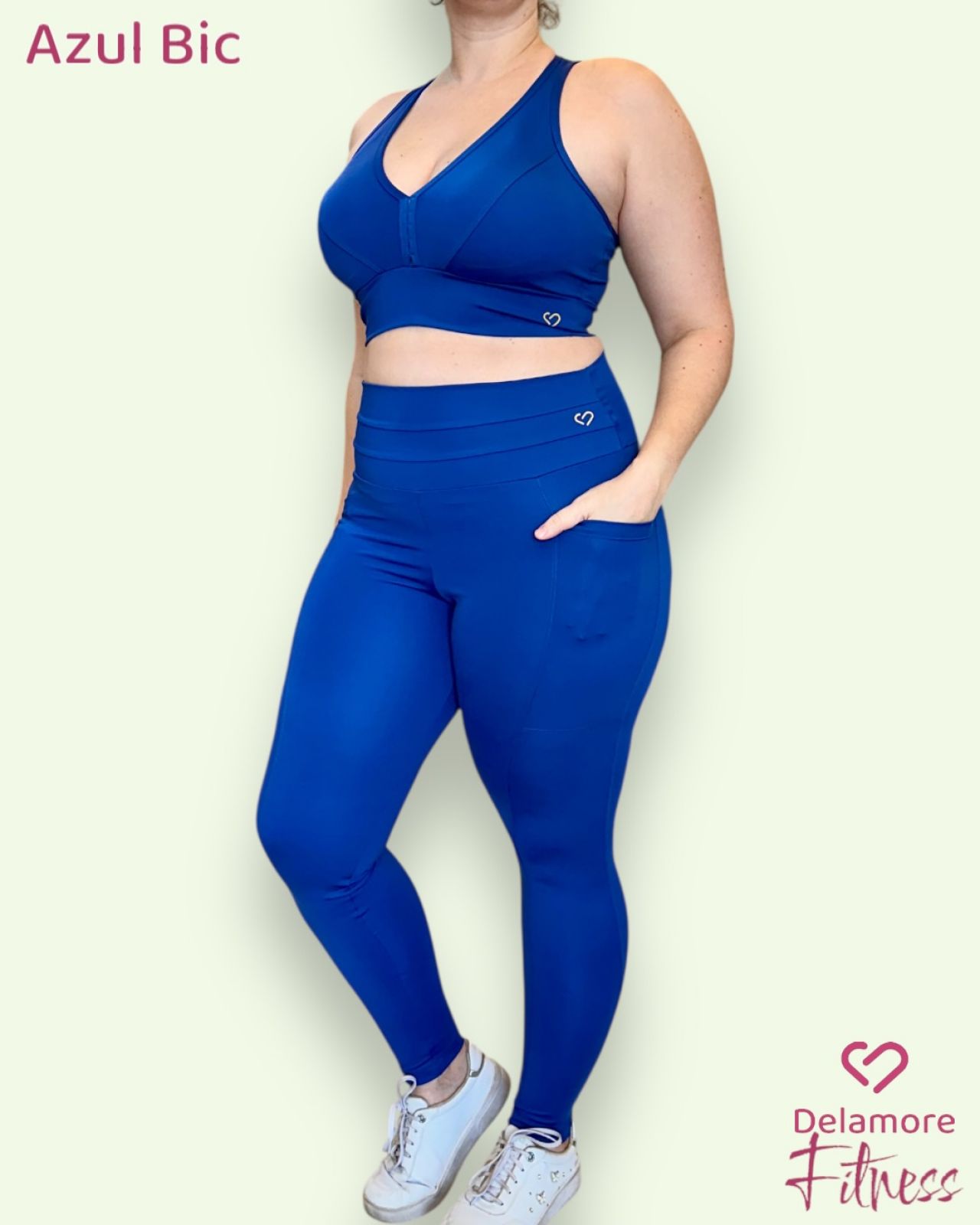 CONJUNTO FITNESS TOP COM BOJO E CALÇA LEGGING COM BOLSOS LATERAIS