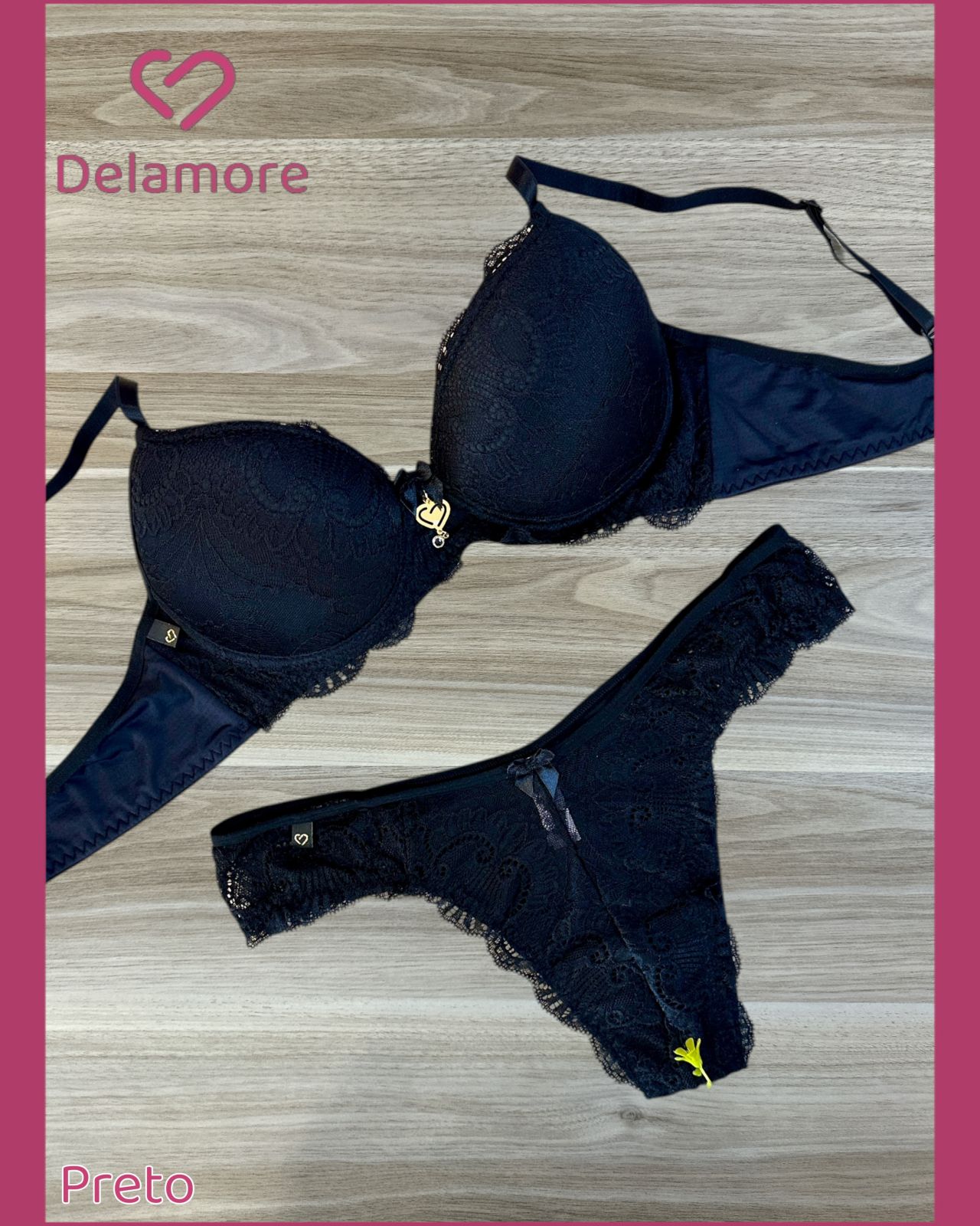 CONJUNTO PRE MOLDADO DE TACTEL COM RENDA CORPO FINO