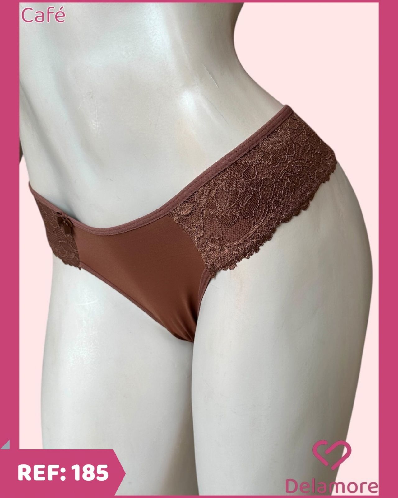 TANGA DE TACTEL COM RENDA LATERAL FORRADA