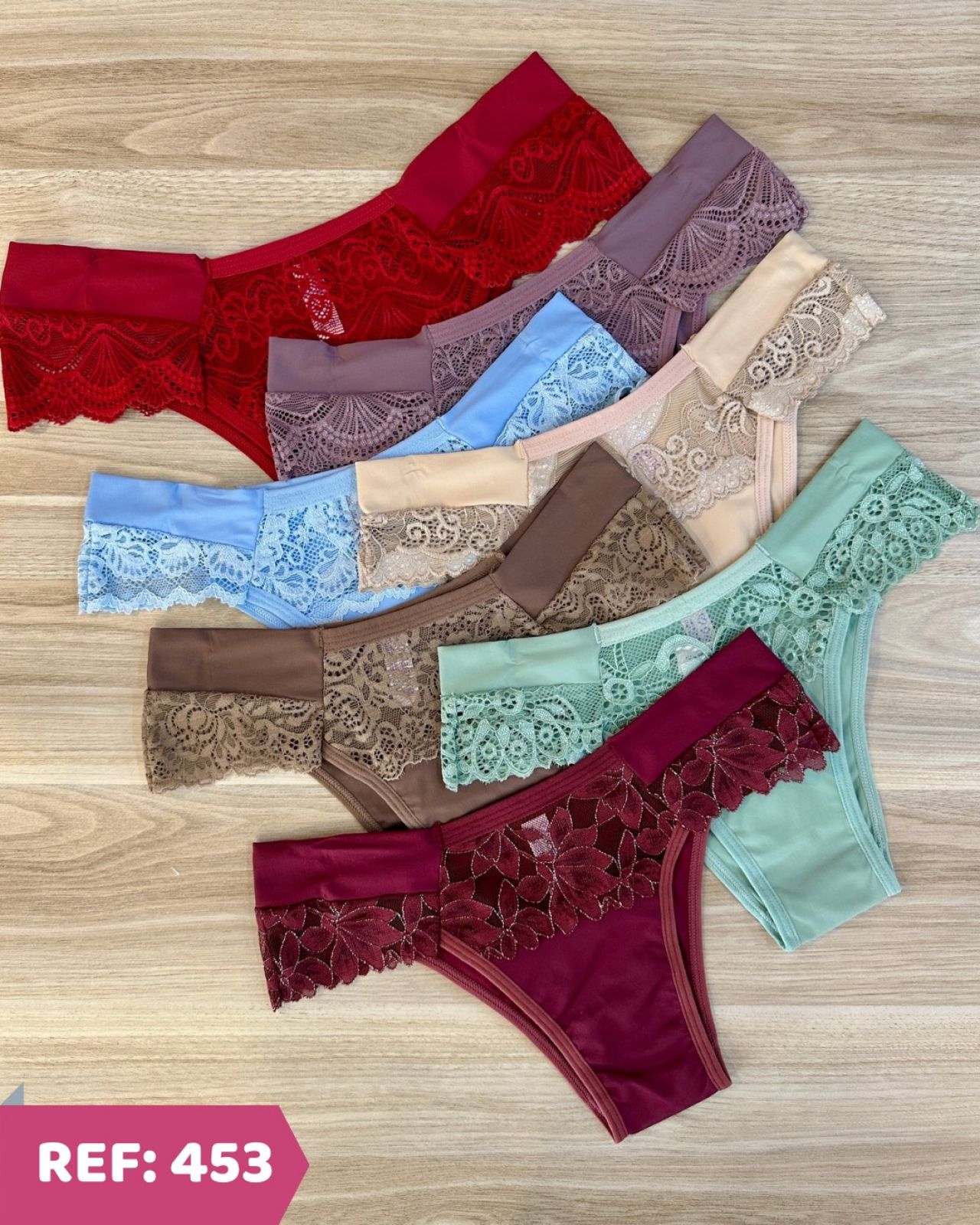 TANGA DE TACTEL LATERAL DUPLA COM RENDA