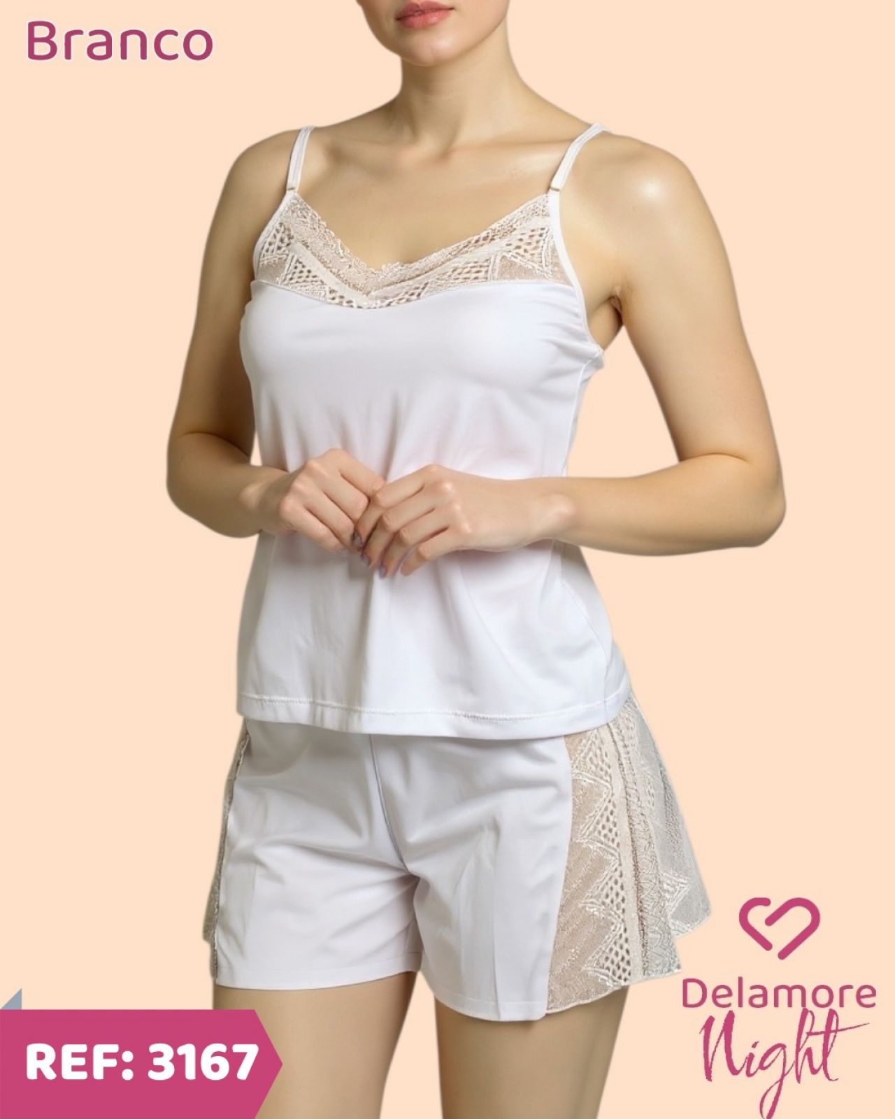 CJ. BABY DOLL DE POLIAMIDA COM RENDA