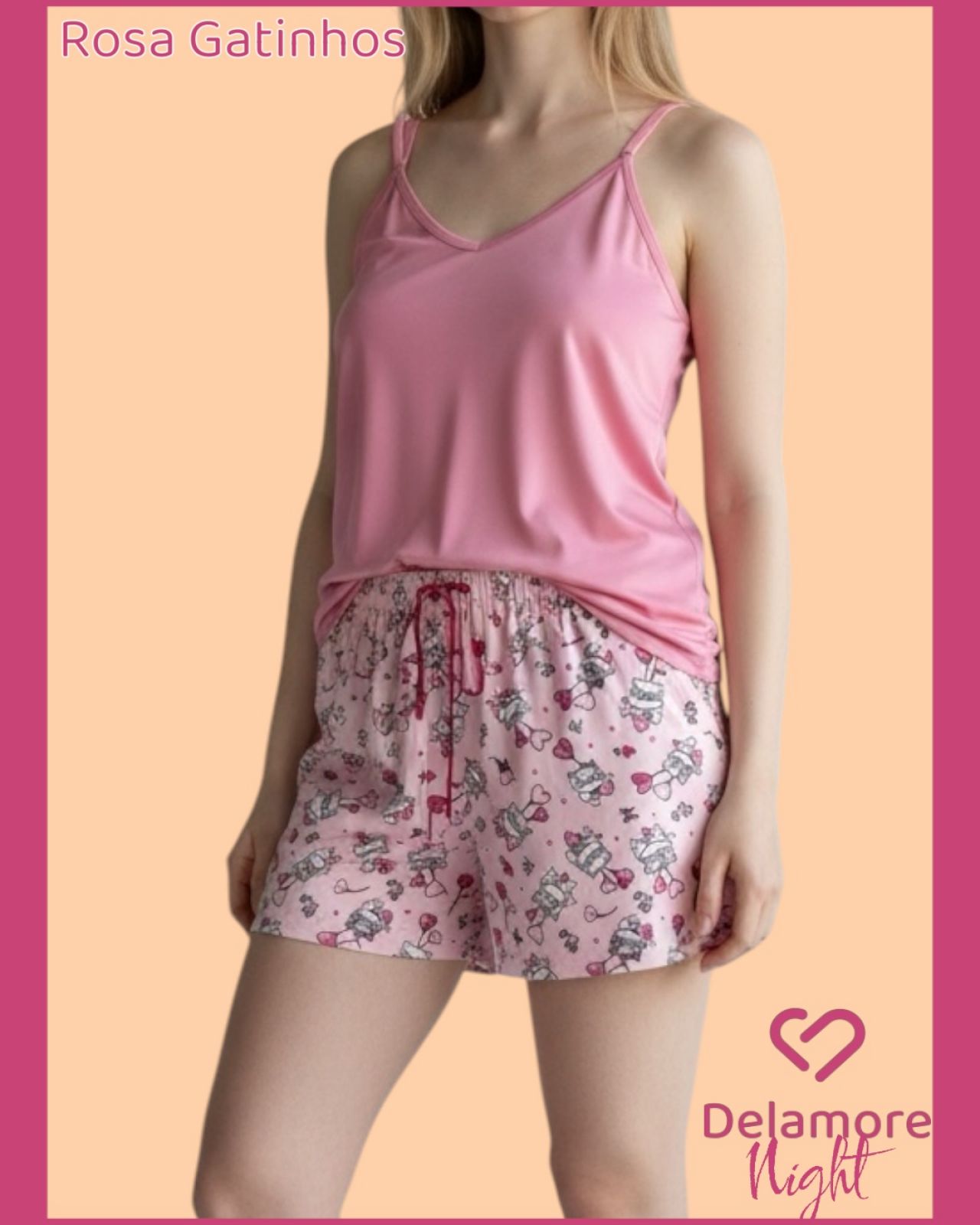 CJ BABY DOLL DE ALCINHA COMPOSE EM MALHA SUEDINE