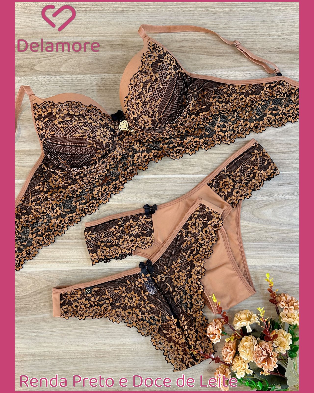 CONJUNTO TRIO CROPPED DE RENDA COM FIO E TANGA