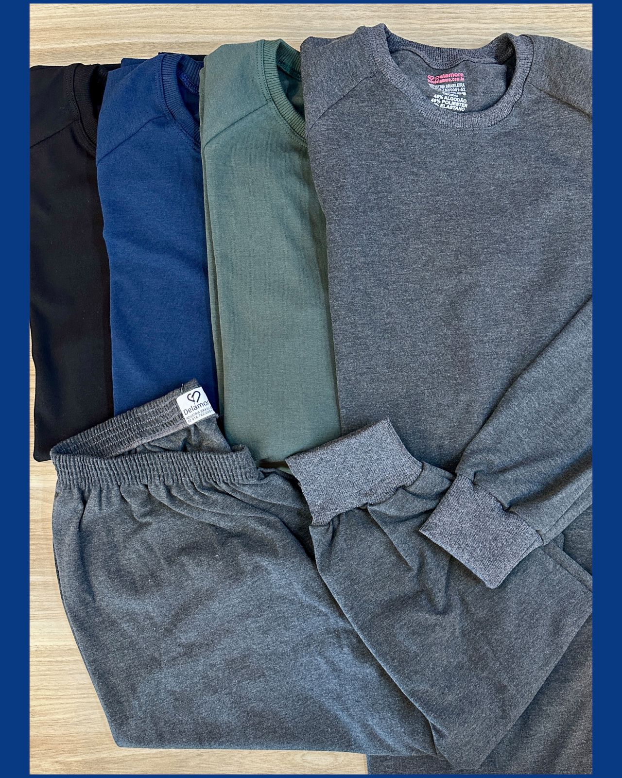 CJ. PIJAMA MASCULINO EM MALHA PERUANA COM MANGA COMPRIDA